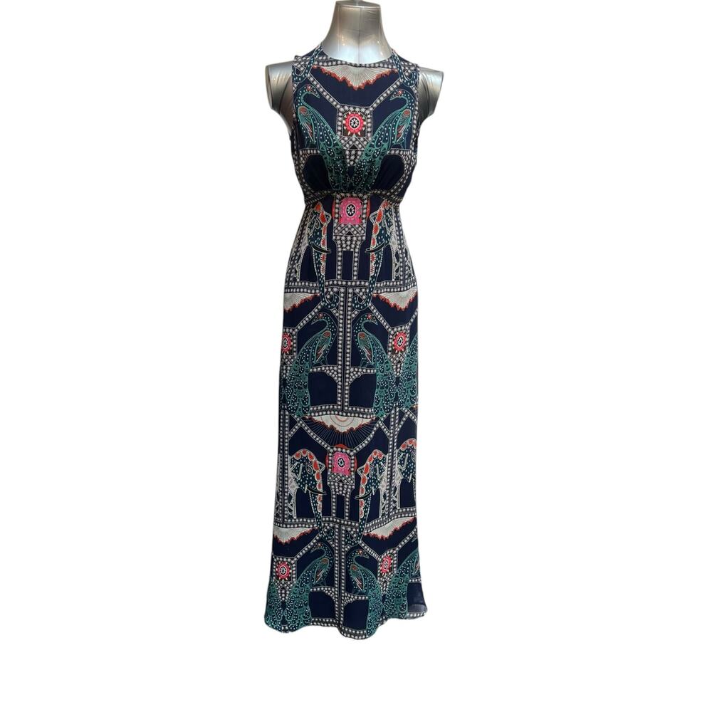 Mara Hoffman Navy Blue Geometric Paisley Print Sleeveless Maxi Dress Size 2